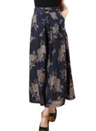 Oasap Women Casual High Waist Floral Printing Ninth Wide-leg Pants