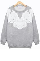 Oasap Vintage Floral Fleece Sweatshirt