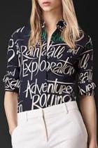 Oasap Pop Printed Long Sleeve Button Up Shirt