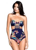Oasap One Piece Strapless Floral Printed Swimsuit