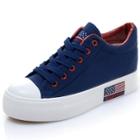 Oasap Low Top Lace-up Height Increasing Canvas Sneakers