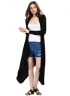 Oasap Solid Long Sleeve Open Front Irregular Trench Coat