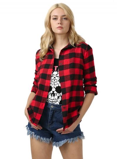 Oasap Casual Plaid Long Sleeve Button Down Shirt