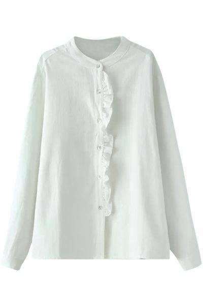 Oasap Demure Solid Ruffles Blouse
