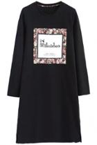 Oasap Cartoon Kitten Print Shift Mini Dress
