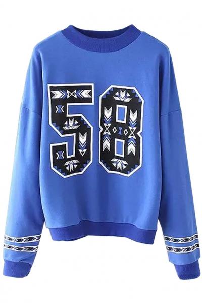Oasap Casual Figure Printed Long Sleeve Sweatshirt