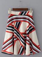 Oasap Fashion Striped A-line Midi Skirt