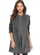 Oasap Women's Colour Block Half-sleeve Leather Jacket