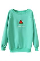 Oasap Fresh Watermelon Embroidery Fleece Cozy Sweatshirt For Women
