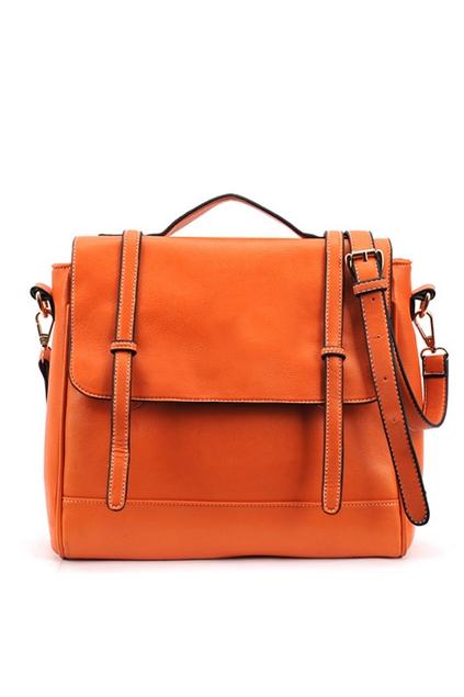 Oasap Strap Embellished Flap Single Handle Shoulder Bag