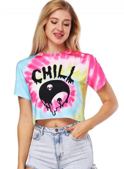 Oasap Crop Letter Printed Short Sleeve Tee Shirt
