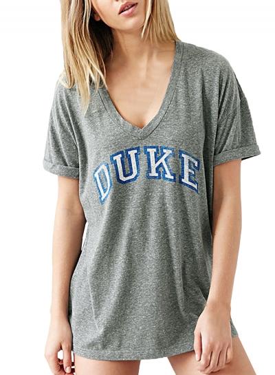 Oasap Women's Duke Graphic V Neck Knit Tee