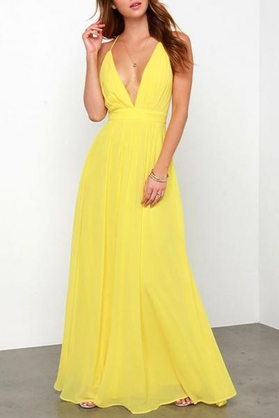 Oasap Chic Spaghetti Straps Chiffon Dress
