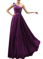 Oasap Women's Delicated Rhinestone One Shoulder Pleated Prom Dress
