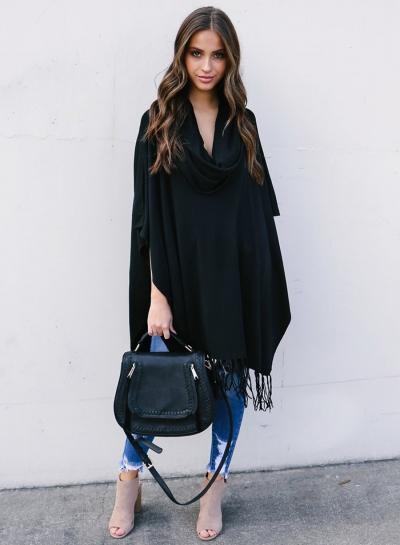 Oasap Fashion Loose Fit Cloak Coat With Tassel
