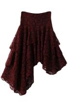 Oasap Vintage Floral Lace Crochet Asymmtric Skirt