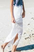 Oasap Beach Lace Paneled Pleated Maxi Skirt