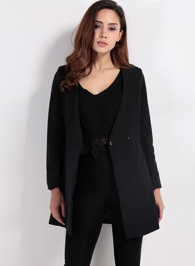 Oasap Women's Fashion Notch Lapel Longline Coat