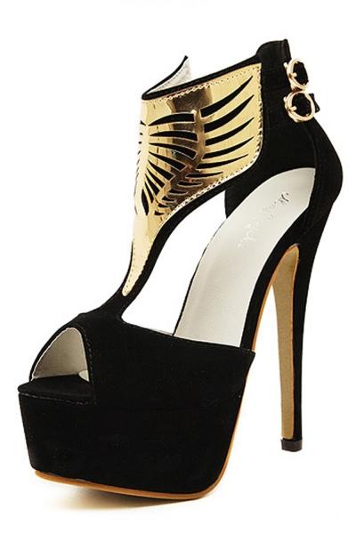 Oasap Trendy Black Cutout Stiletto High Heels
