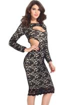 Oasap Classic Beauty Hollow Out Lace Overlay Vintage Dress