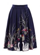 Oasap Fashion High Waist Floral Print A-line Skirt