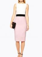 Oasap Round Neck Color Block Backless Bodycon Dresses