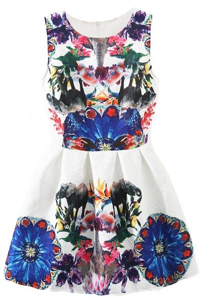 Oasap Fancy Wonderland Floral Sleeveless Mini Dress