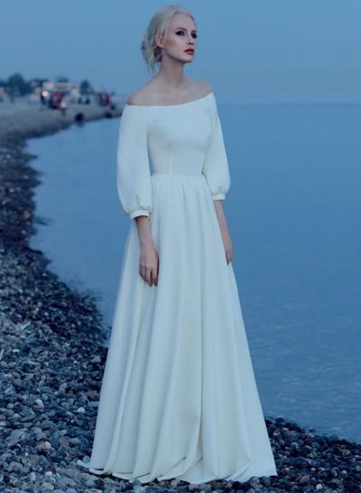 Oasap Off Shoulder Long Sleeve Maxi Evening Dress
