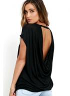 Oasap Casual Short Sleeve Backless Loose Fit Tee