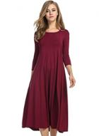 Oasap 3/4 Sleeve Loose Fit Pleated Midi Dress
