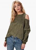 Oasap Round Neck Long Sleeve Off Shoulder Sweatshirt