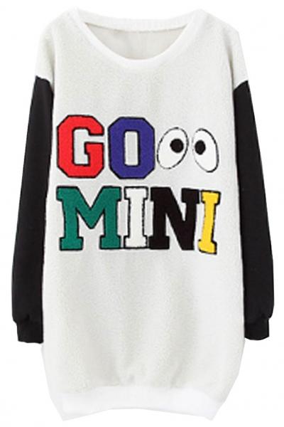 Oasap Go Mimi Black White Sweatshirt