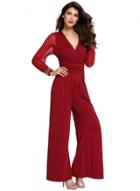 Oasap V Neck Long Rivet Sleeve Wide Leg Jumpsuit