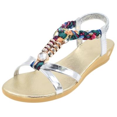 Oasap Women's Slingback T-strap Rhinestone Ankle Strap Sandals