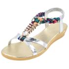 Oasap Women's Slingback T-strap Rhinestone Ankle Strap Sandals