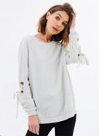 Oasap Fashion Solid Lace-up Long Sleeve Pullover Sweatshirt