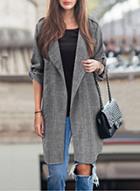 Oasap Casual Long Sleeve Open Front Loose Trench Coat