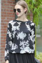 Oasap Contrast Floral Print Casual Sweatshirt