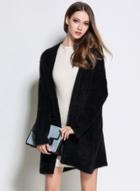 Oasap Loose Faux Mink Cashmere Open Front Cardigan
