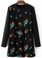 Oasap Fashion Long Sleeve Floral Embroidery Mini Dress