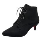 Oasap Pointed Toe Low Heels Lace Up Ankle Boots