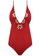 Oasap Women's One Piece Deep V Neck Back Criss Cross Swimwear