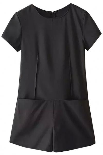 Oasap Elegant Solid Patch Pocket Rompers