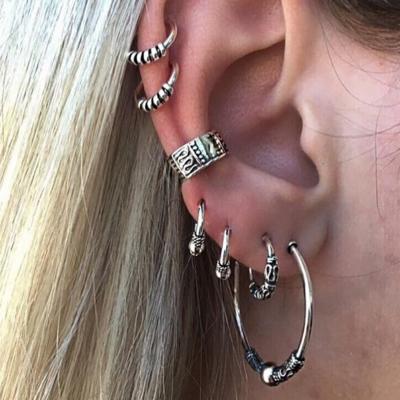 Oasap Alloy Circle Ring Seven Pieces Set Erarings