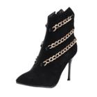 Oasap Fashion Pointed Toe Metal Chain High Heels Ankle Boots