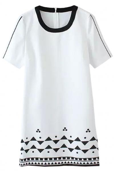 Oasap Triangle And Dot Print Shift Dress