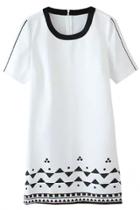 Oasap Triangle And Dot Print Shift Dress