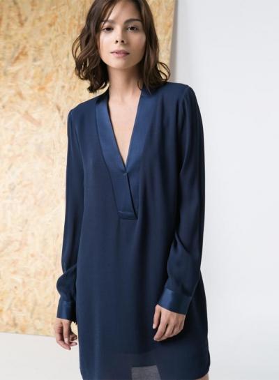 Oasap Fashion V Neck Mini Long Sleeve Dress