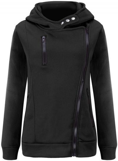 Oasap Women's Casual Solid Long Sleeve Zip-up Fleece Hoodie