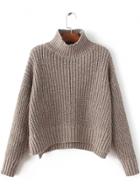 Oasap High Collar Long Sleeve Solid Sweaters